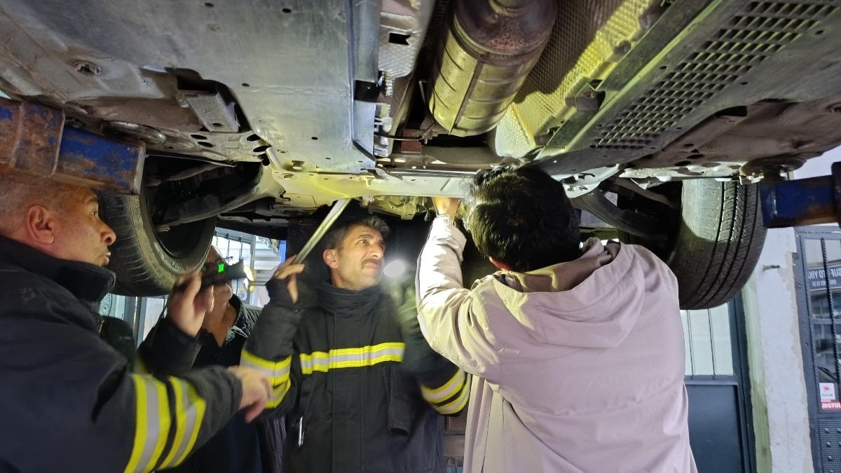 Erzincan'da aracın motor kısmına giren kedi endüstride çıkarıldı